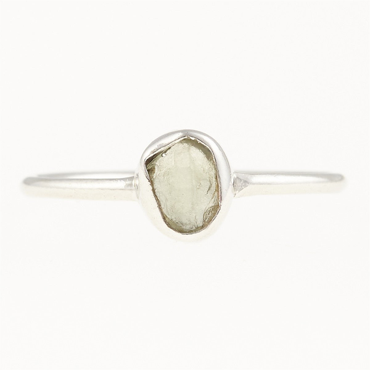 Silver ring with natural moldavite 011F