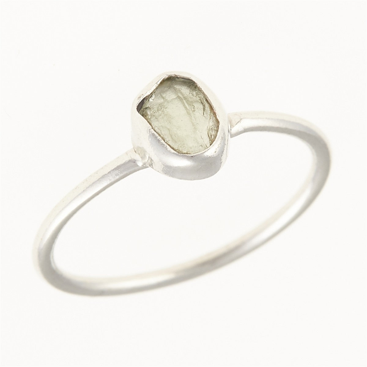 Silver ring with natural moldavite 011F