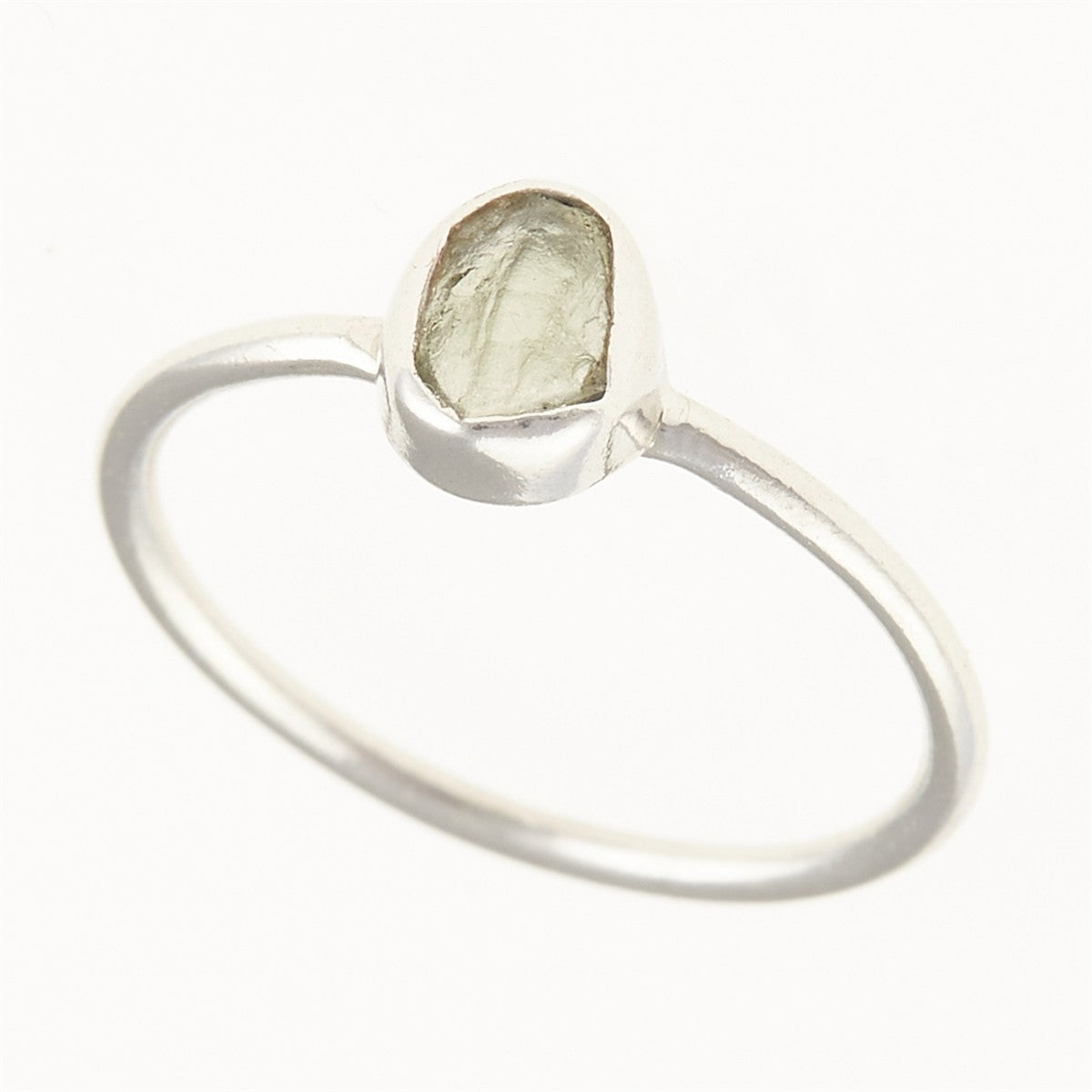 Silver ring with natural moldavite 011F