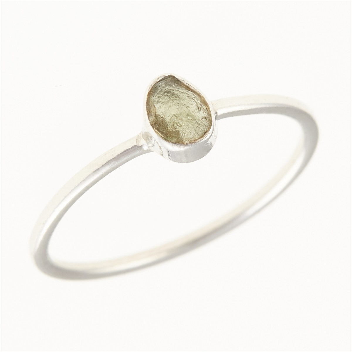 Silver ring with natural moldavite 011J