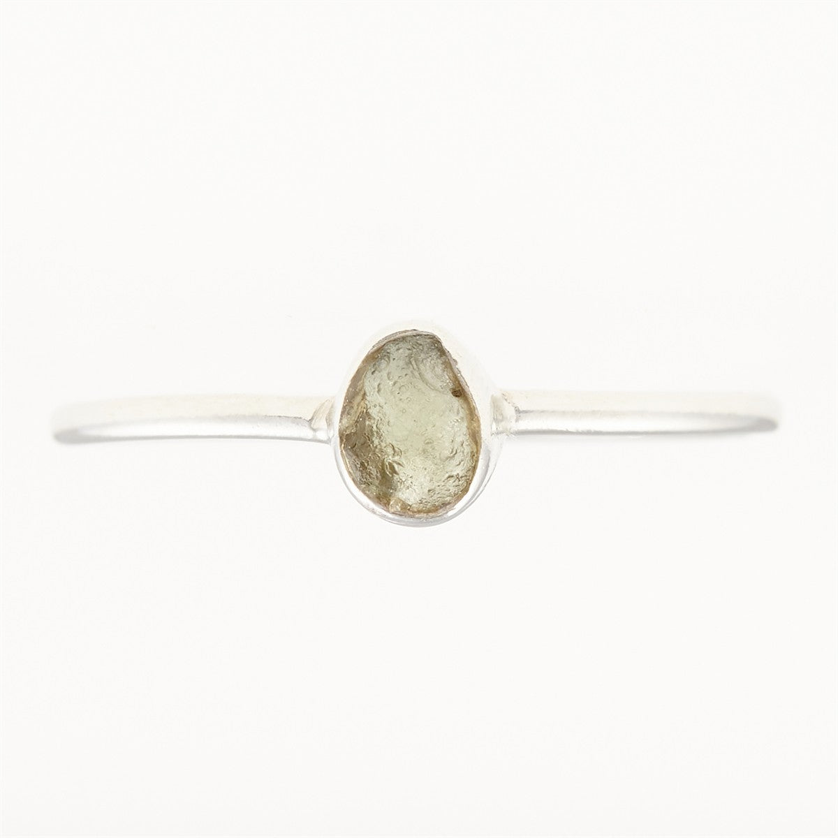 Silver ring with natural moldavite 011J