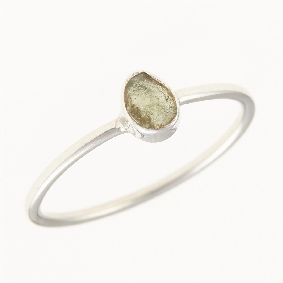 Silver ring with natural moldavite 011J