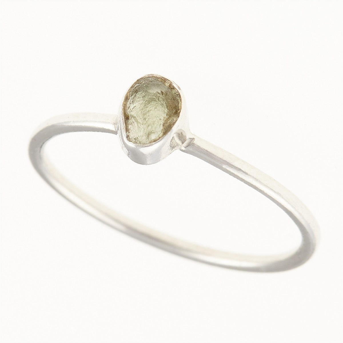 Silver ring with natural moldavite 011J