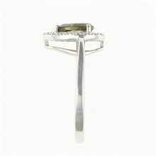 Silver ring mit moldavite and zircons 048Z