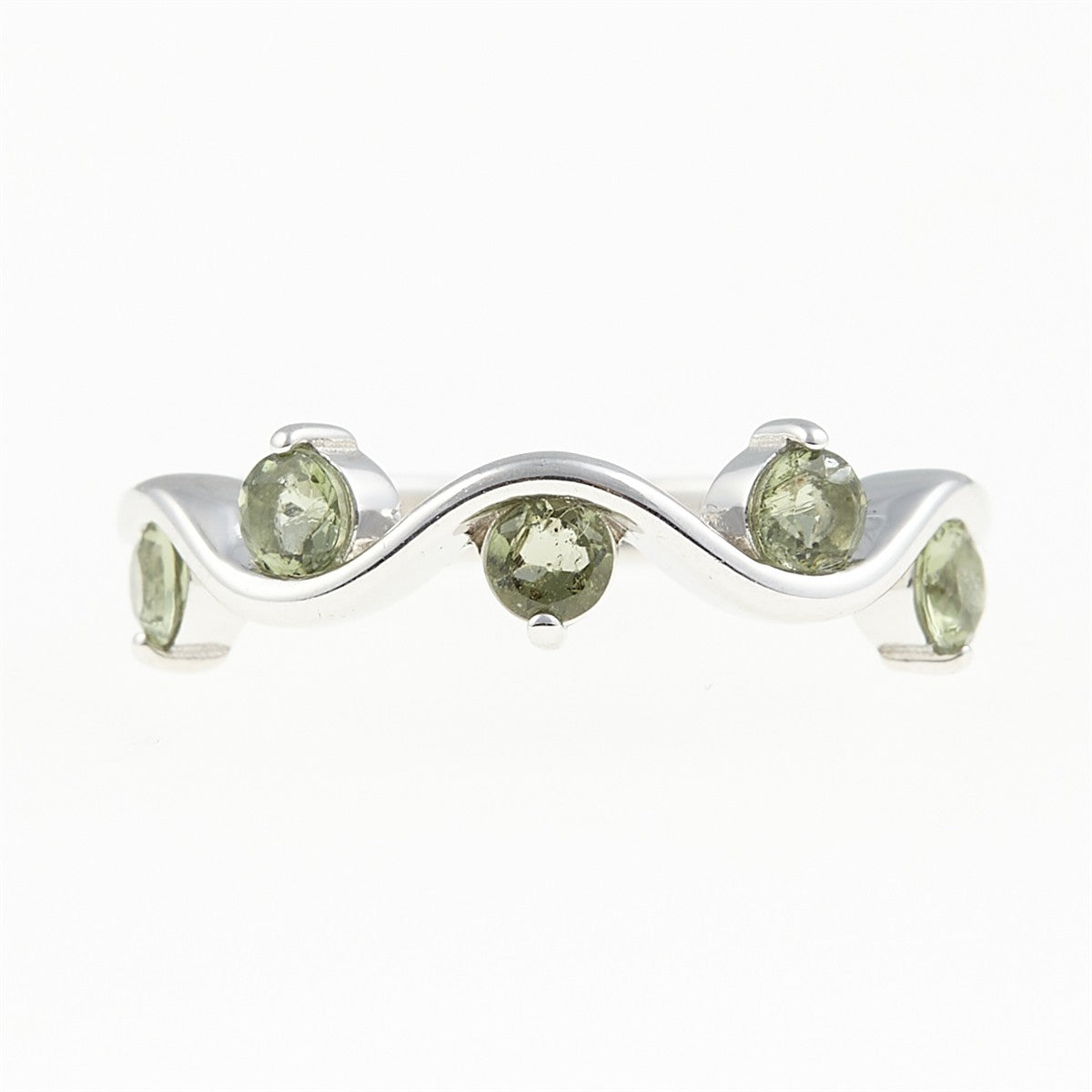 Silver ring with moldavites 098