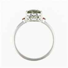 Silver ring with moldavite and garnets - heart 110G