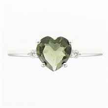 Anello in argento con moldavite e zirconi - cuore 110Z