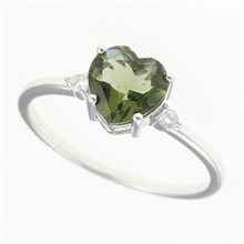 Anello in argento con moldavite e zirconi - cuore 110Z