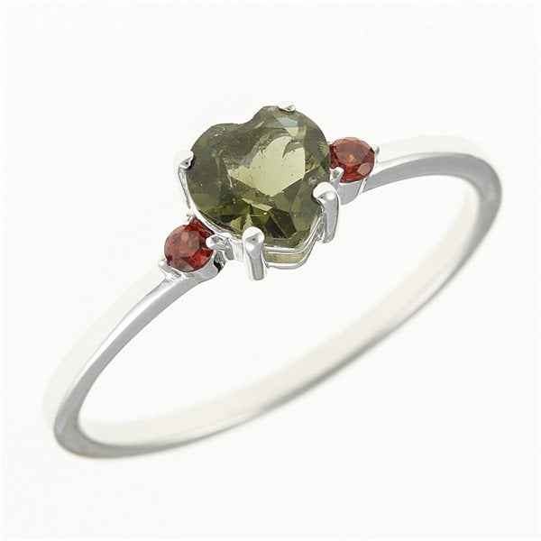 Silver ring with moldavite and garnets 150G