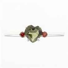 Silver ring with moldavite and garnets 150G