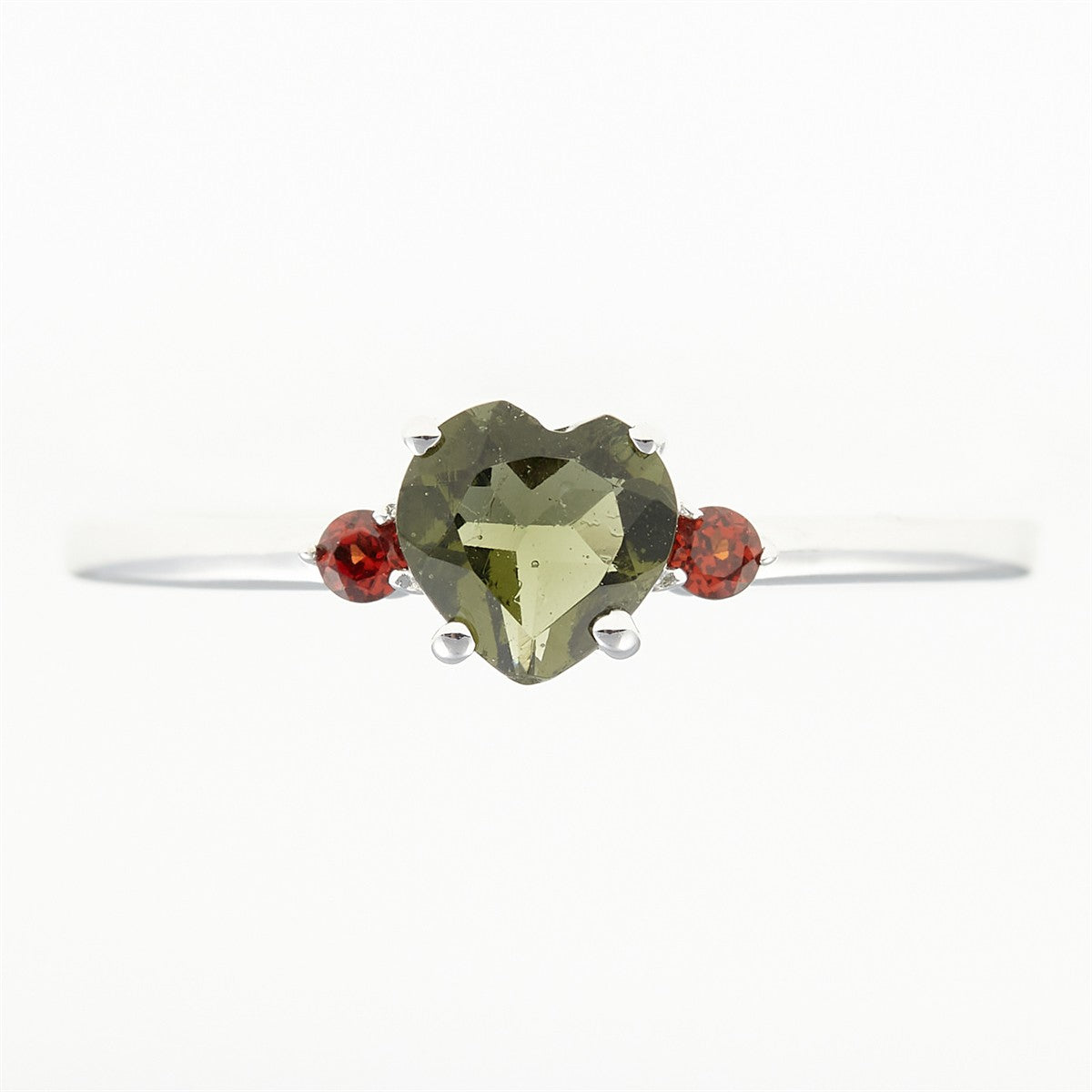Silver ring with moldavite and garnets 150G