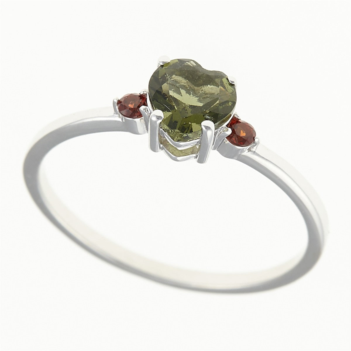 Silver ring with moldavite and garnets 150G