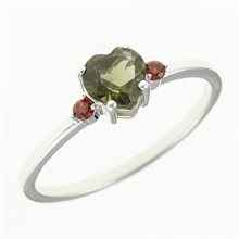 Silver ring with moldavite and garnets 150G