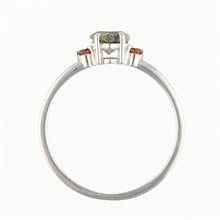 Silver ring with moldavite and garnets 150G