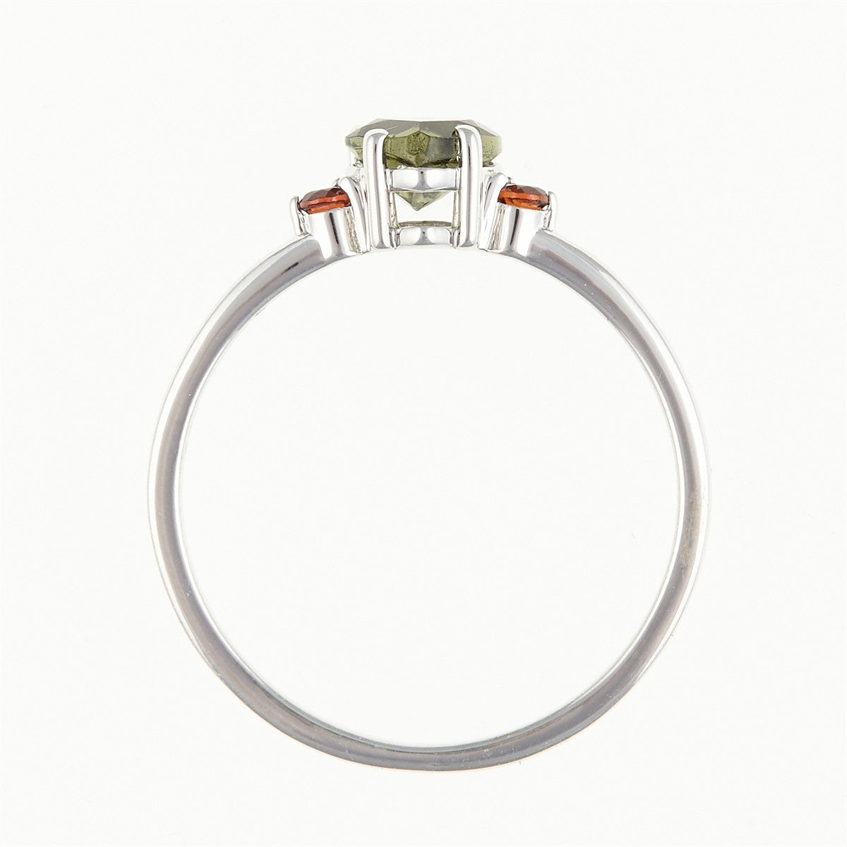 Silver ring with moldavite and garnets 150G