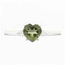 Silver ring with moldavite and zircons - heart 150Z