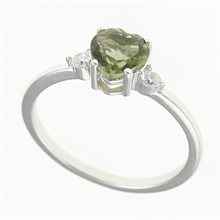 Silver ring with moldavite and zircons - heart 150Z