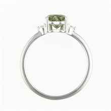 Silver ring with moldavite and zircons - heart 150Z