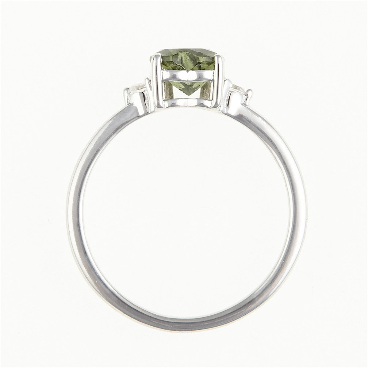 Silver ring with moldavite and zircons - heart 150Z