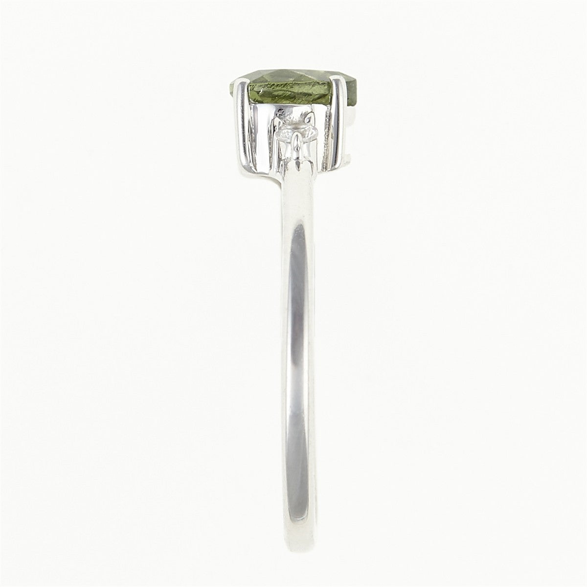 Silver ring with moldavite and zircons - heart 150Z