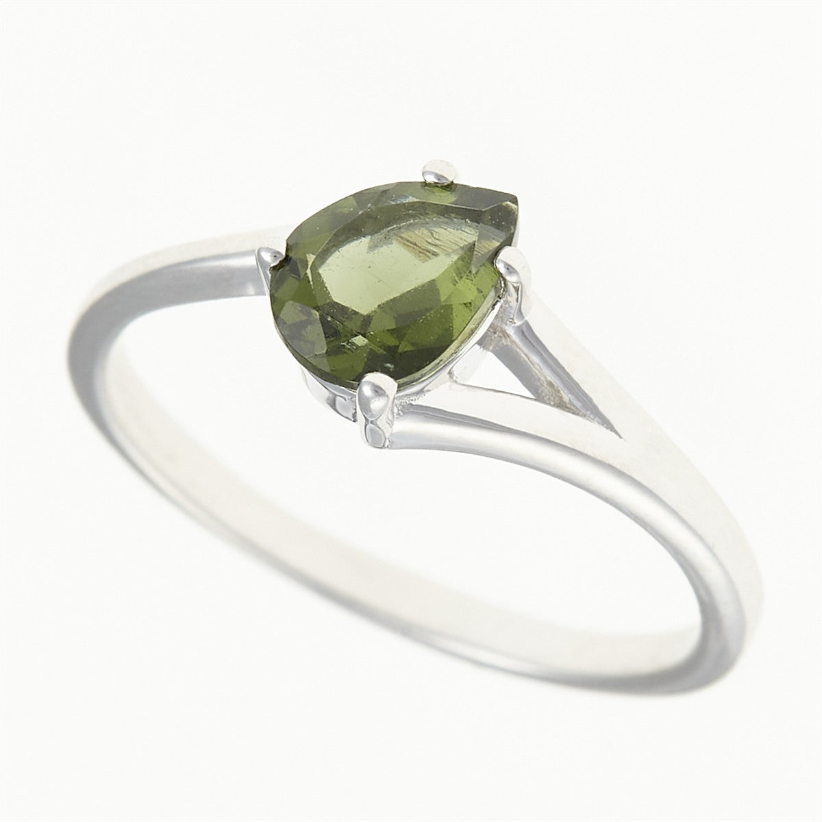 Silver ring with moldavite 236