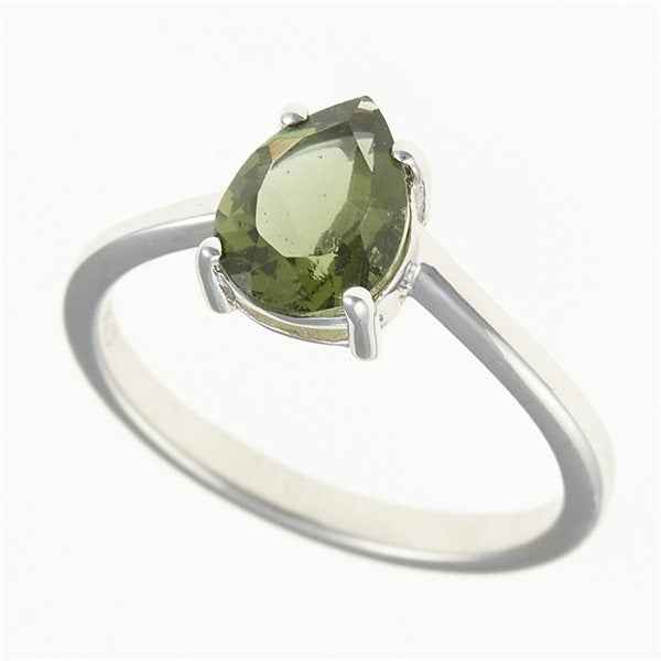 Silver ring with moldavite 262