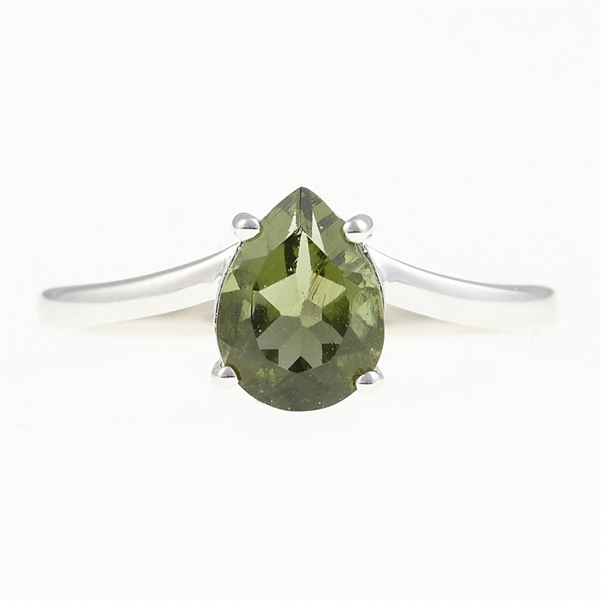 Silver ring with moldavite 262