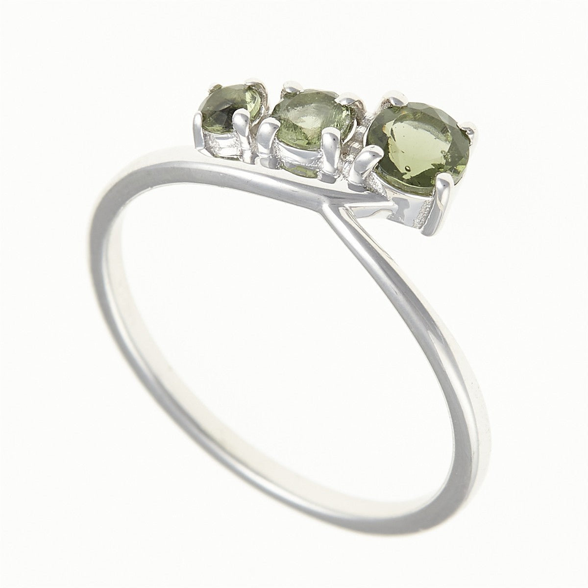Silver ring with moldavites 267