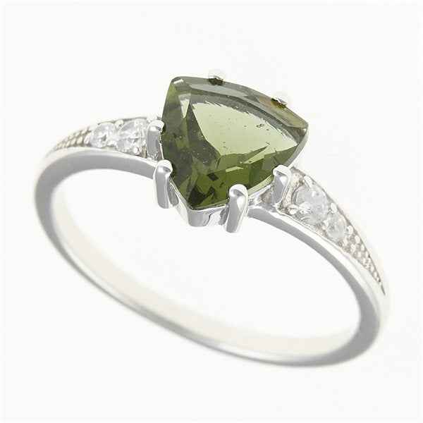Anello in argento con moldavite e zirconi 283Z
