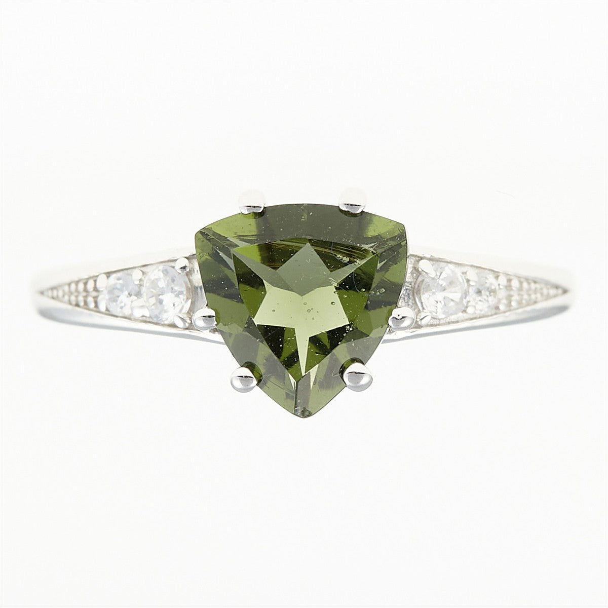 Silver ring with moldavite and zirconia 283Z