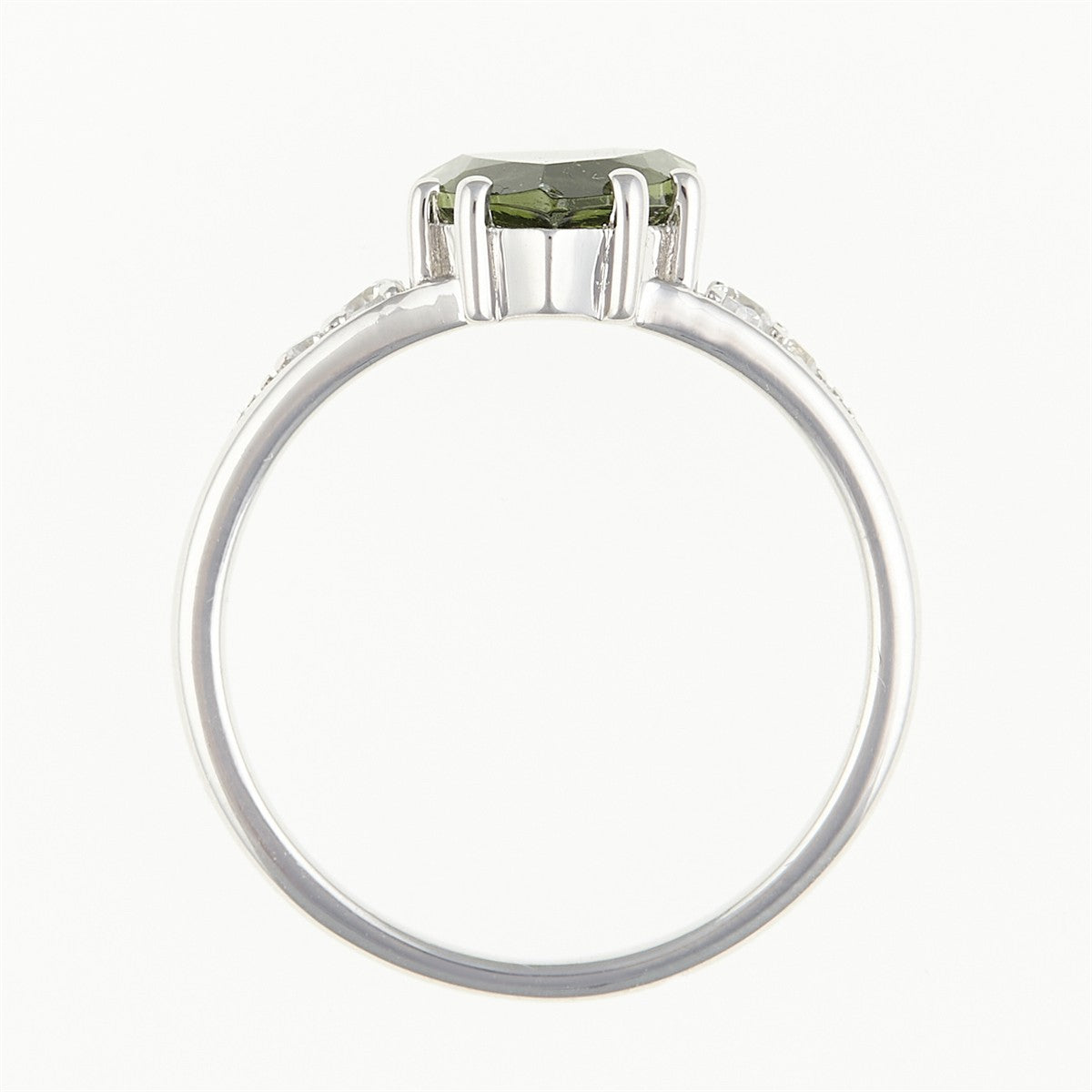 Silver ring with moldavite and zirconia 283Z