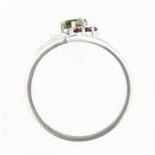 Silver ring with moldavite and garnets - heart 414G