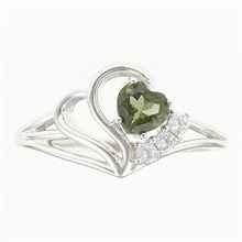 Anello in argento con moldavite e zirconi - cuore 414Z