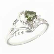 Anello in argento con moldavite e zirconi - cuore 414Z