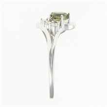 Silver ring with moldavite and zircons - heart 414Z