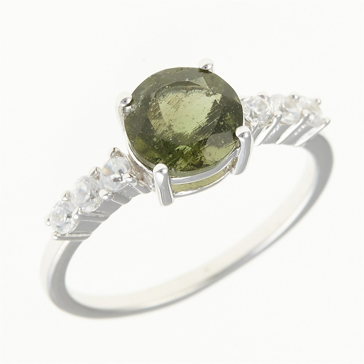 Silver ring with moldavite and zirkonia 434Z