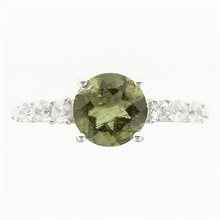Anello in argento con moldavite e zirconi 434Z