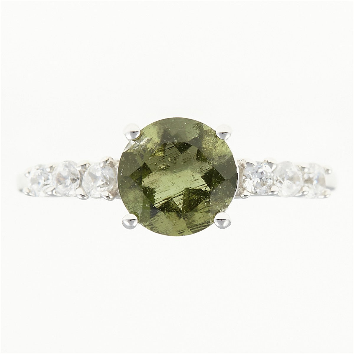 Silver ring with moldavite and zirkonia 434Z
