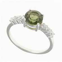 Anello in argento con moldavite e zirconi 434Z