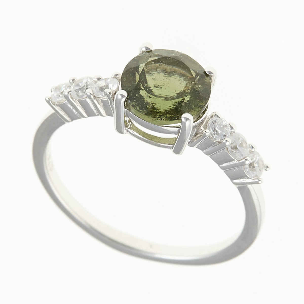 Silver ring with moldavite and zirkonia 434Z