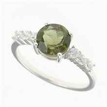 Anello in argento con moldavite e zirconi 434Z