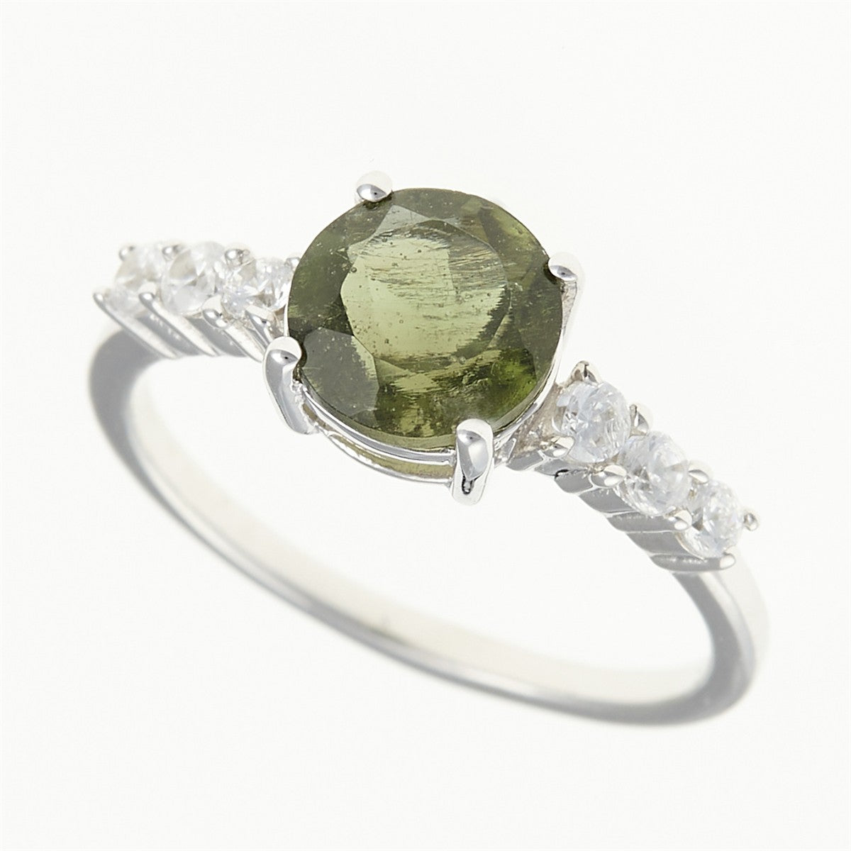 Silver ring with moldavite and zirkonia 434Z