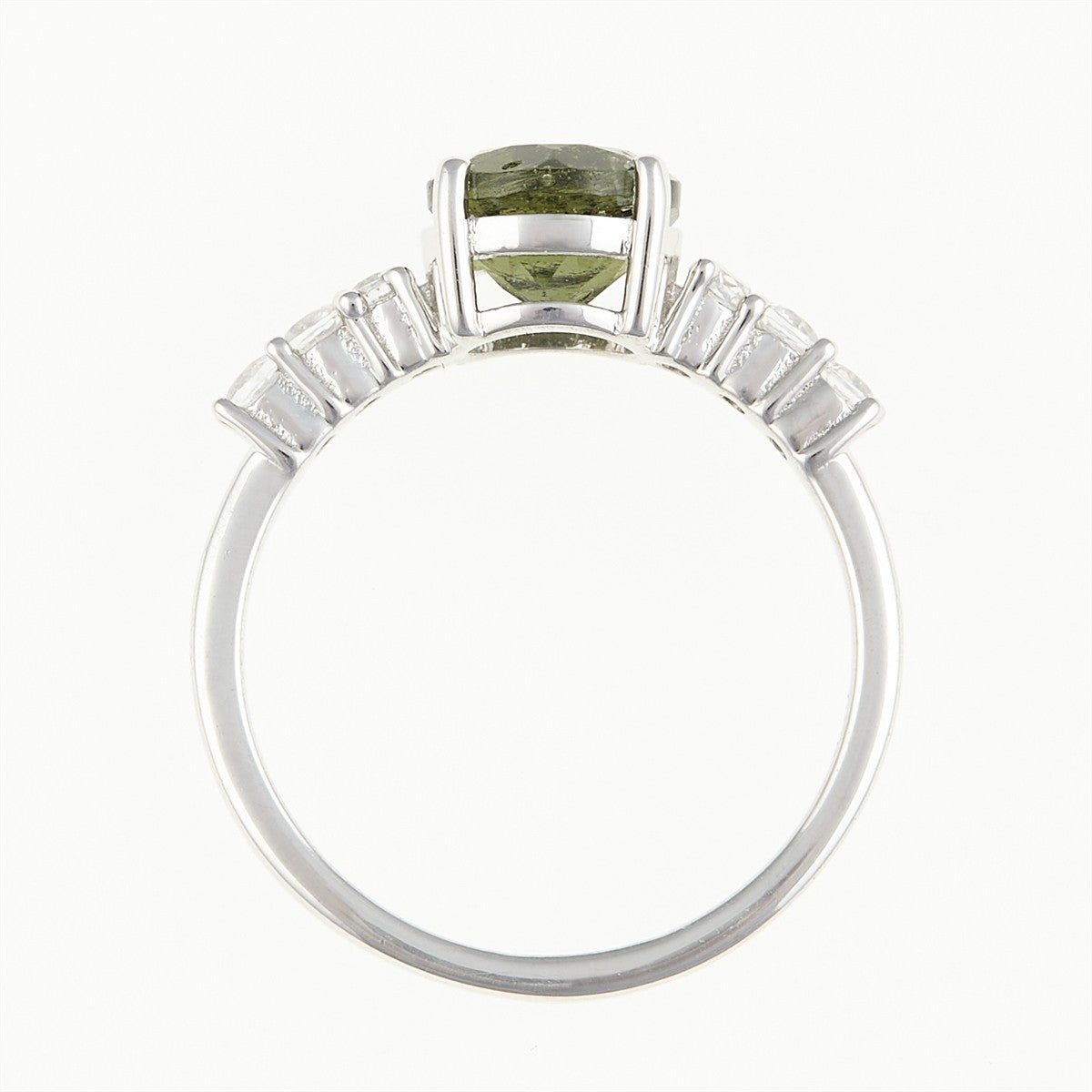 Silver ring with moldavite and zirkonia 434Z