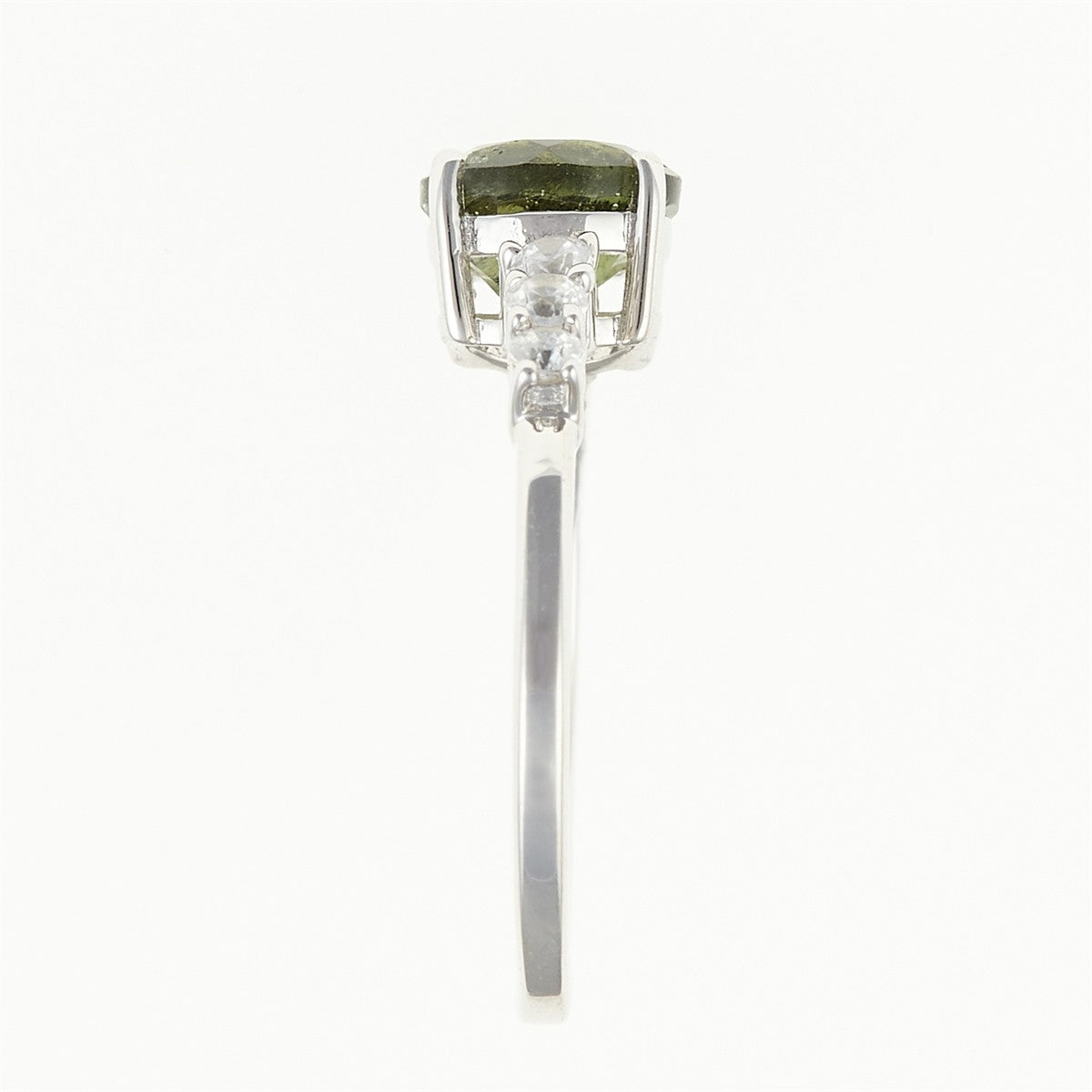 Silver ring with moldavite and zirkonia 434Z