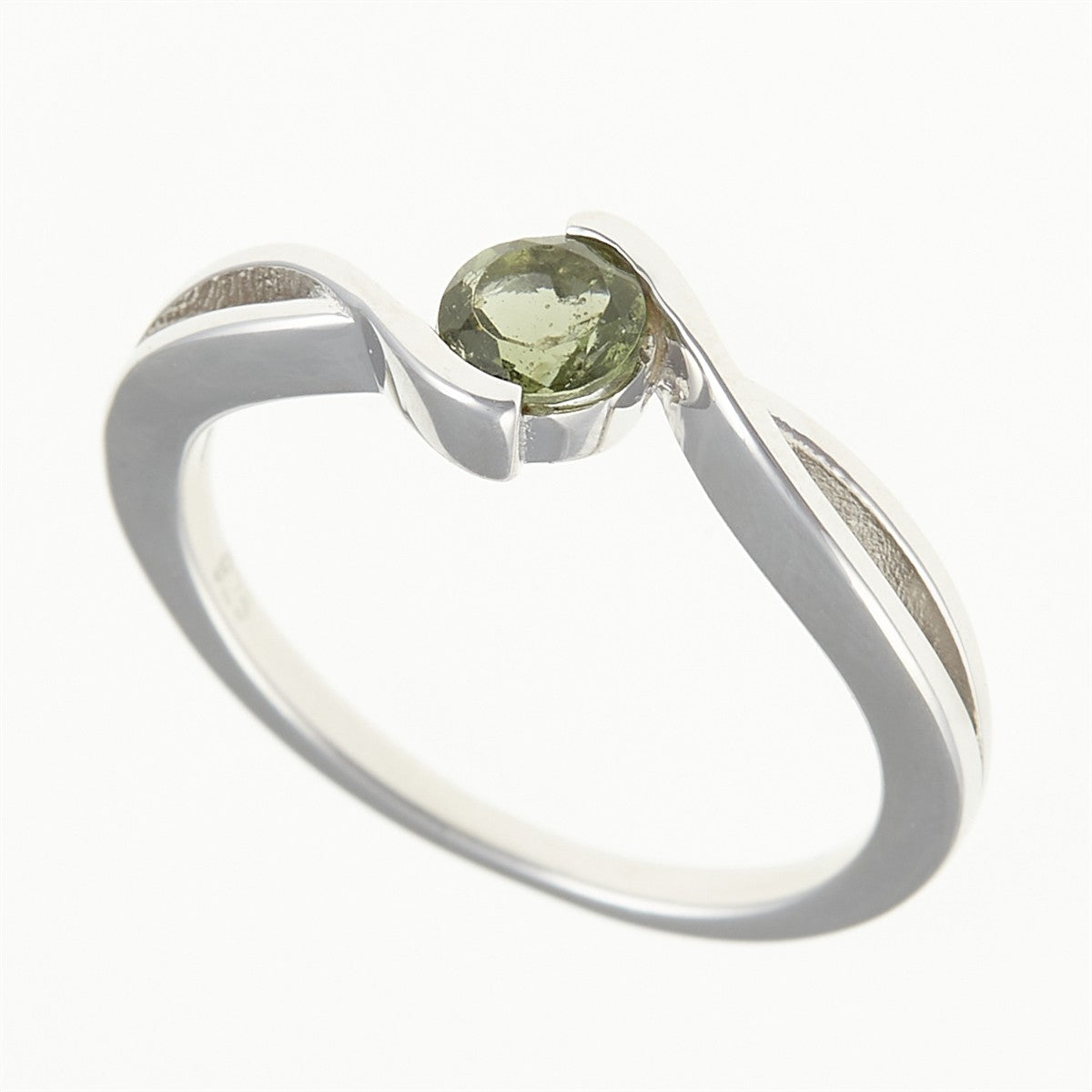 Silver ring with moldavite 435