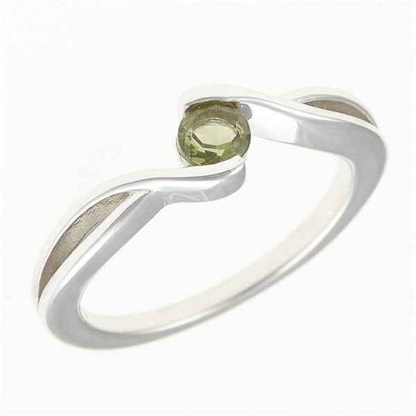 Silver ring with moldavite 435A