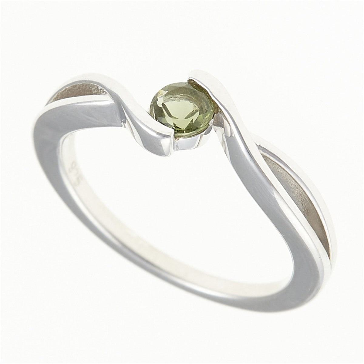 Silver ring with moldavite 435A