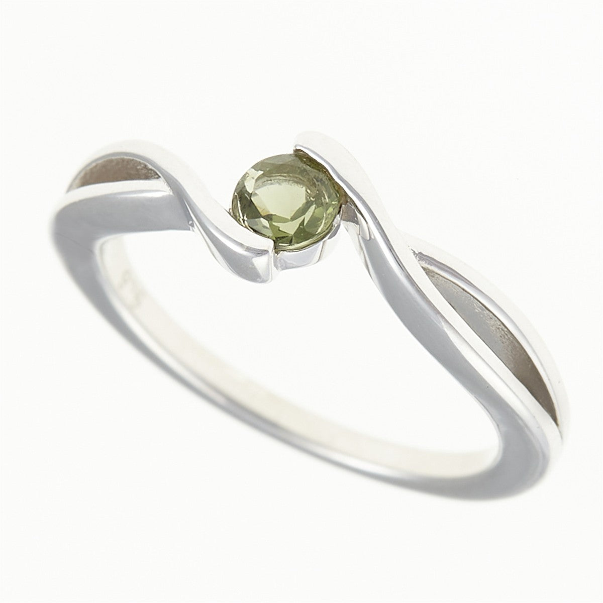 Silver ring with moldavite 435A