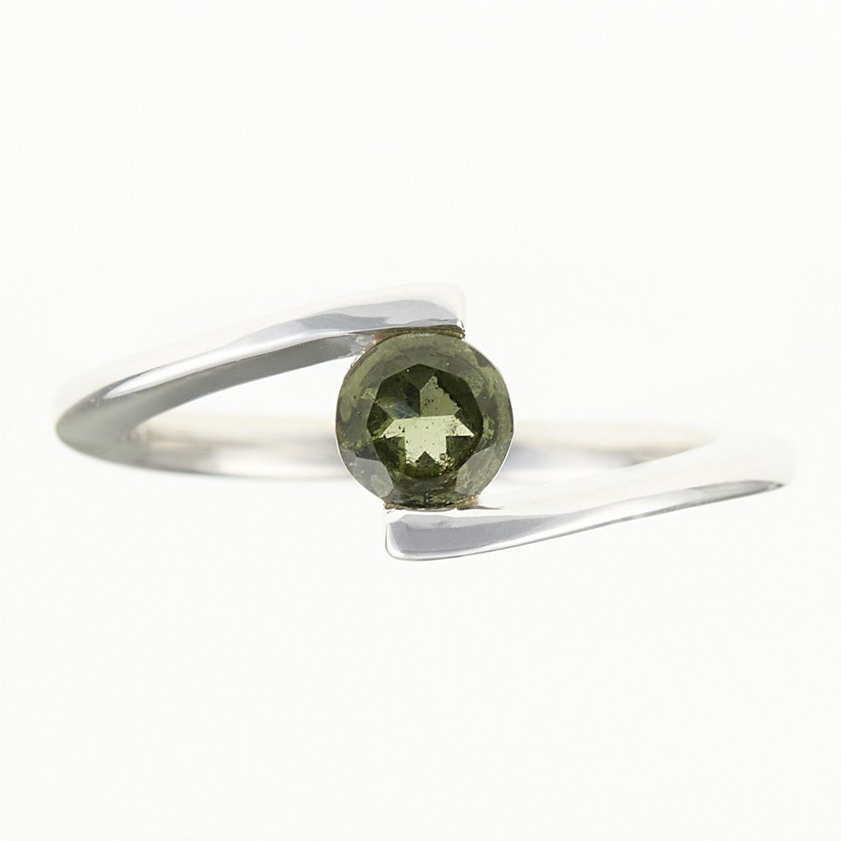 Silver ring with moldavite 491