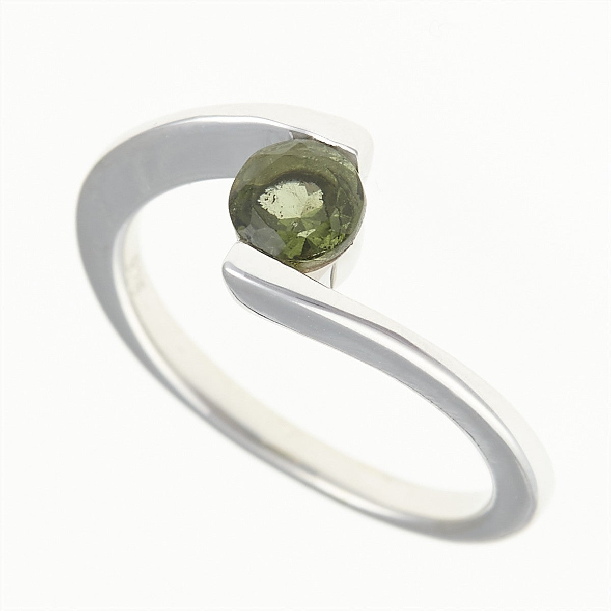 Silver ring with moldavite 491